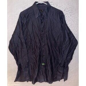 BCBG MAXAZRIA Mens Dress Shirt Sz L Gray Black diamond 16 32/33 100% Cotton